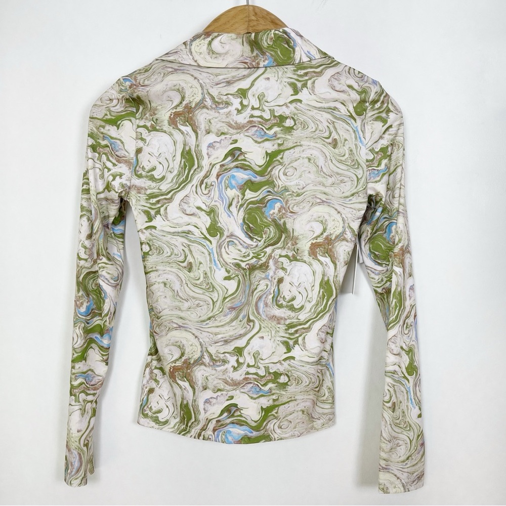 NWT Aritzia Wilfred Dynasty Long Sleeve Top with Lace Up Size Small - Picture 7 of 12